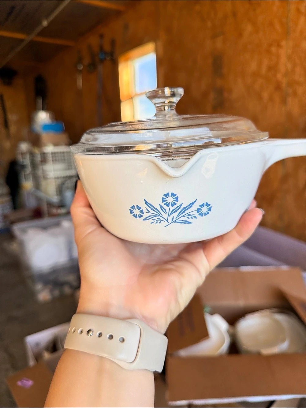 CorningWare P-89-B Cornflower Blue Floral 1/2 Cup Covered Casserole